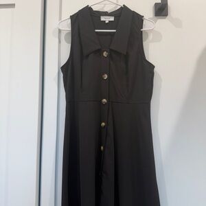 RIHOAS Black Button-Down Midi Dress